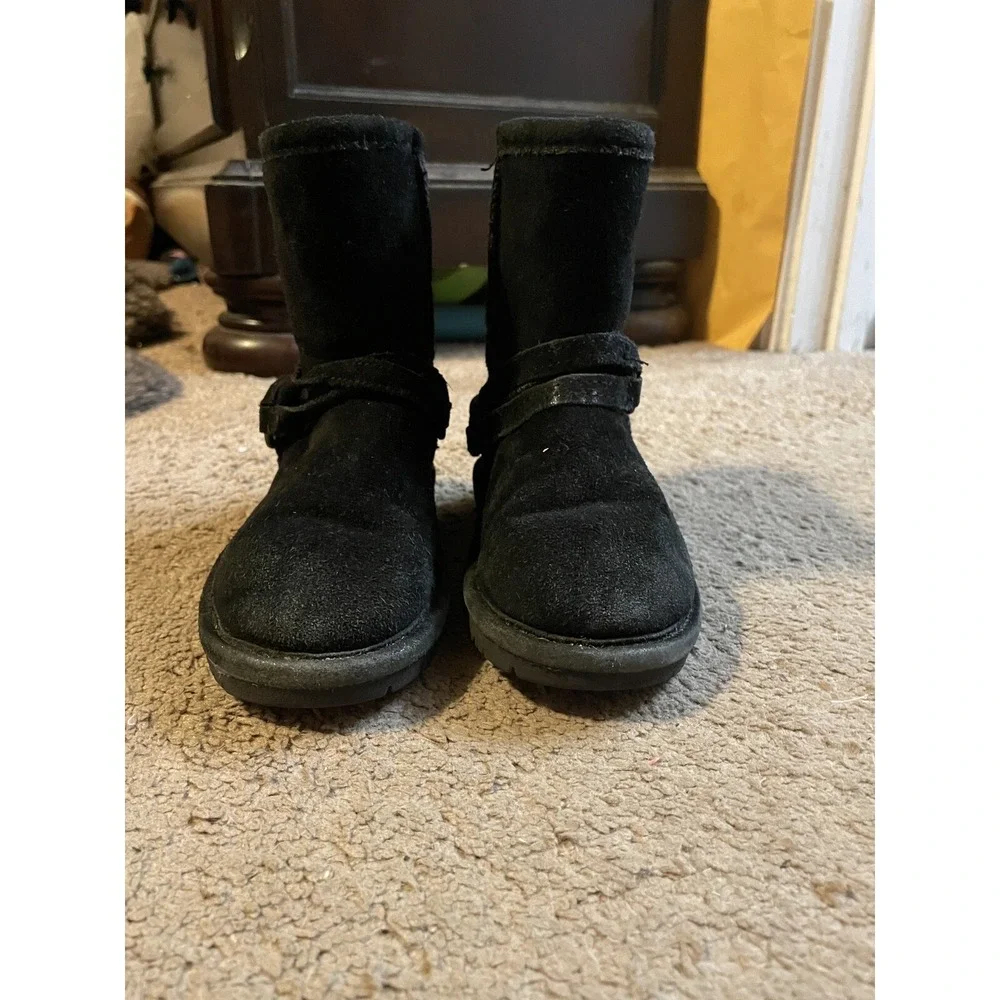 Bearpaw Toddler Black Faux Suede Boots Sz 9 Cozy Outdoor‎ Soft Cute